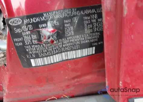 2020 Hyundai Santa Fe Sel z USA, uszkodzony, nr VIN 5NMS33AD3LH275031